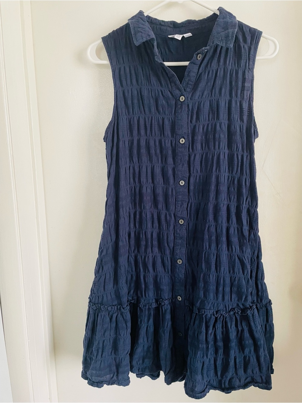 Time and Tru Navy Sleeveless Button-Front Midi Dress